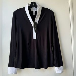 Joseph Ribkoff Black/Optic White Woven Top Style 224180